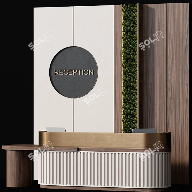 Moss-Embedded Reception Desk Stand 3D model image 2