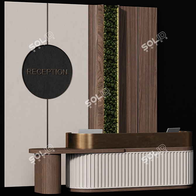 Moss-Embedded Reception Desk Stand 3D model image 3