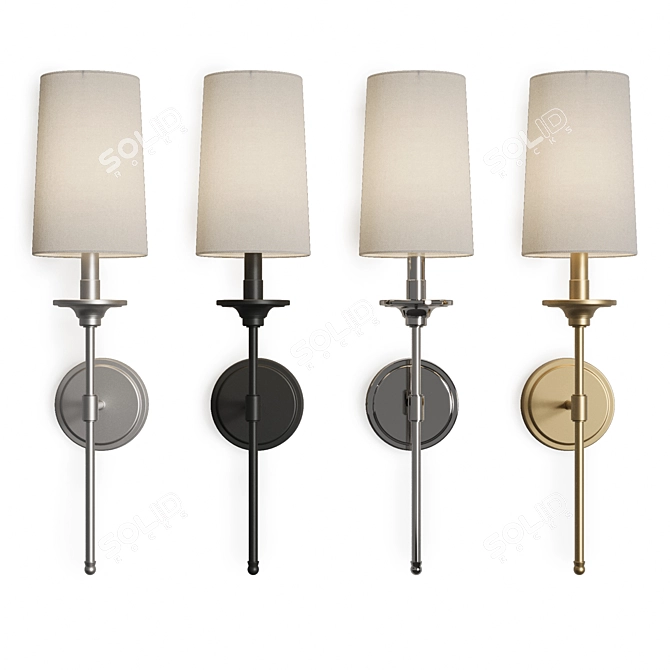 Elegant Transitional Black Wall Sconce 3D model image 14