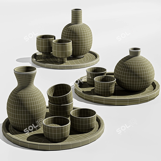 Modern Tableware Set Render Ready 3D model image 5