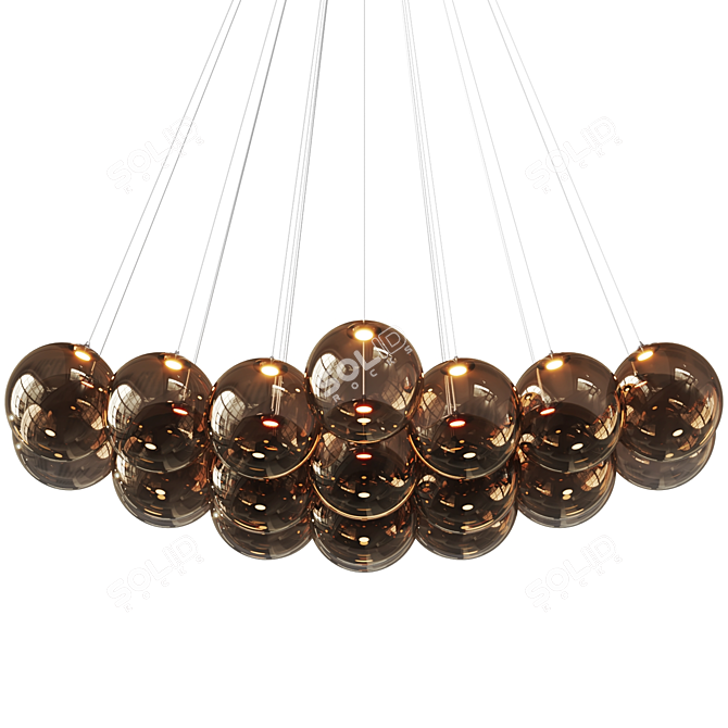 Modern Blown Glass Pendant Lamp 3D model image 1