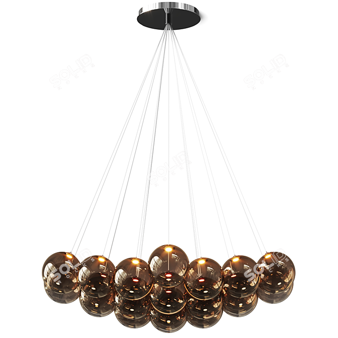 Modern Blown Glass Pendant Lamp 3D model image 2