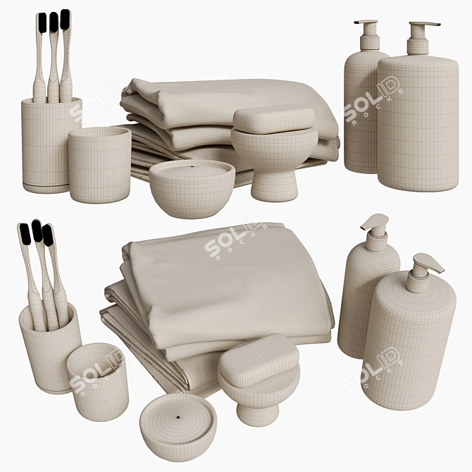 AI-Generated PBR Bathroom Set 3D model image 2