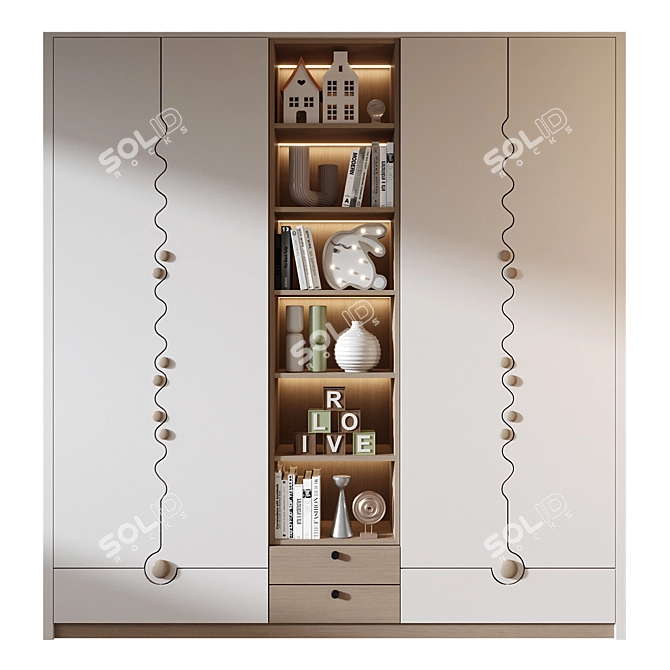 Modern Bookshelf Set 2015 3D model image 1