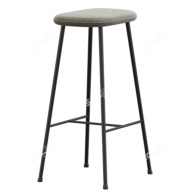 Modern Metal Base Counter Stool 3D model image 2