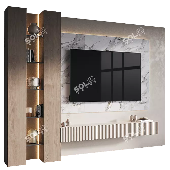 Modern Style TV Wall Set 3D model image 1