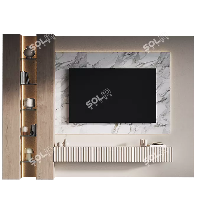 Modern Style TV Wall Set 3D model image 2