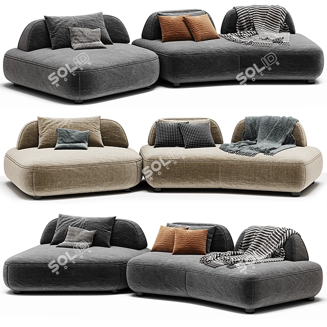 Eichholtz Residenza Curved Modern Sofa 3D model image 1