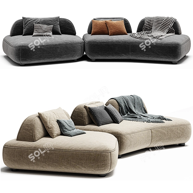 Eichholtz Residenza Curved Modern Sofa 3D model image 2