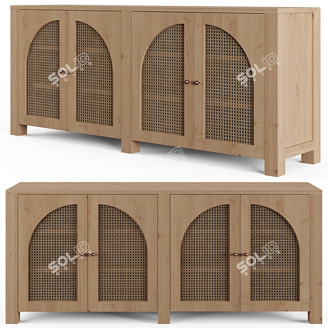 Modern Cane Arch Sideboard Design 3D model image 1