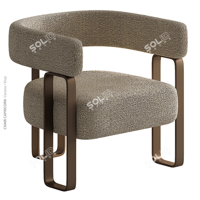 Bouclé Cream Accent Chair. 3D model image 1