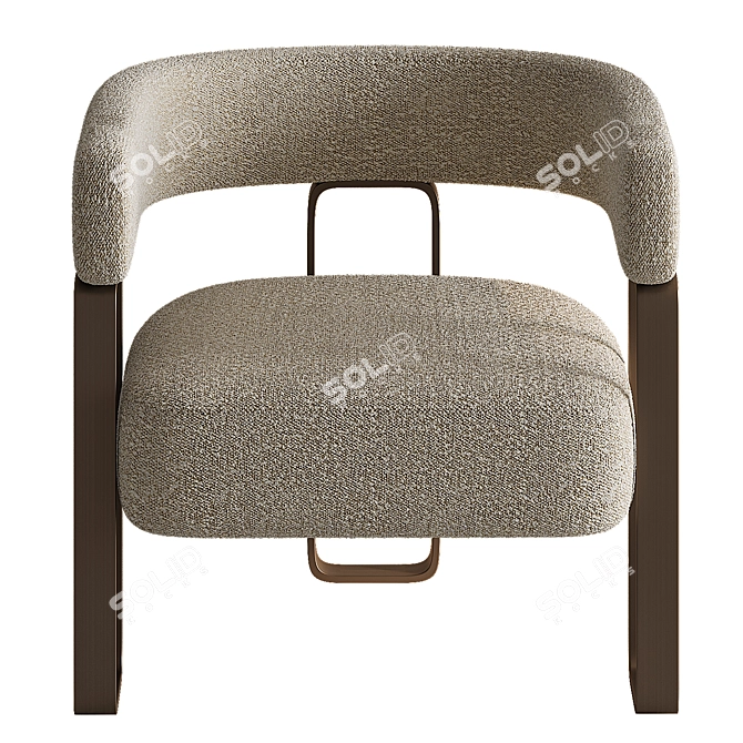 Bouclé Cream Accent Chair. 3D model image 2