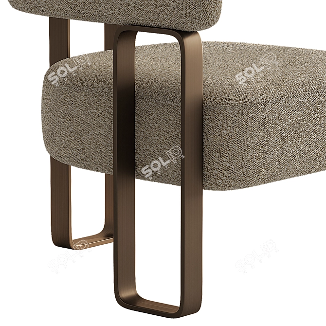 Bouclé Cream Accent Chair. 3D model image 3