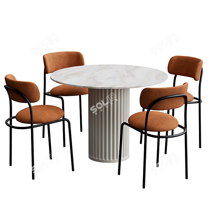  Modern Dining Set Furniture 3D model image 1