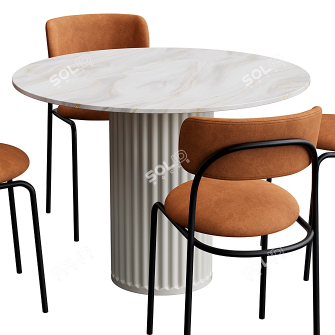  Modern Dining Set Furniture 3D model image 2