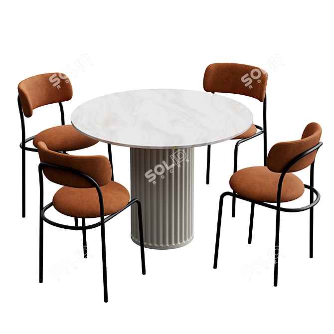  Modern Dining Set Furniture 3D model image 3