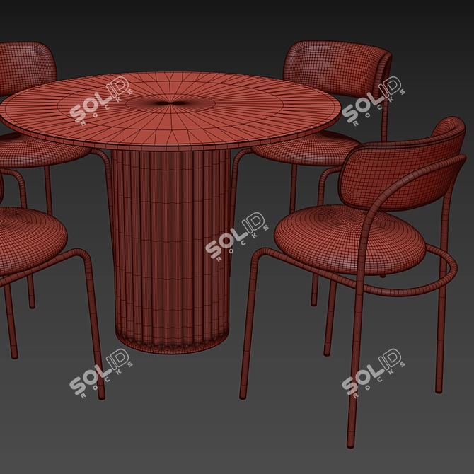  Modern Dining Set Furniture 3D model image 4