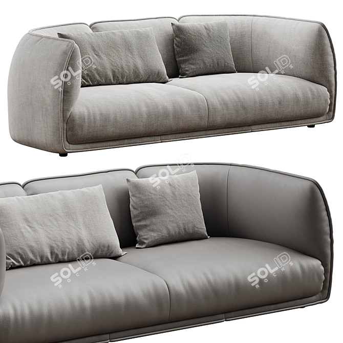 Luxury Chapman Fabric Leather Sofa 3D model image 1