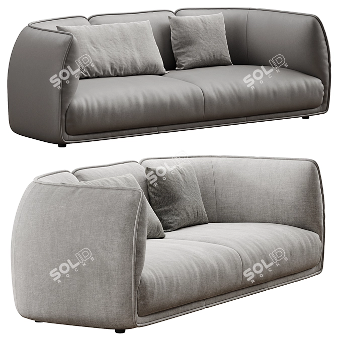 Luxury Chapman Fabric Leather Sofa 3D model image 2