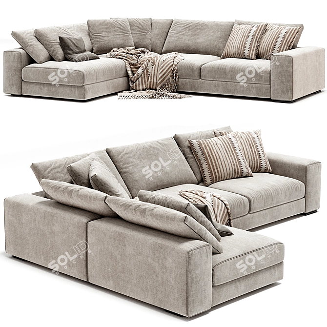 Elegant Ananta Class Saba Sofa 3D model image 1
