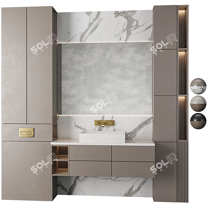 Modern Bathroom Furniture Set 18 3D model image 1