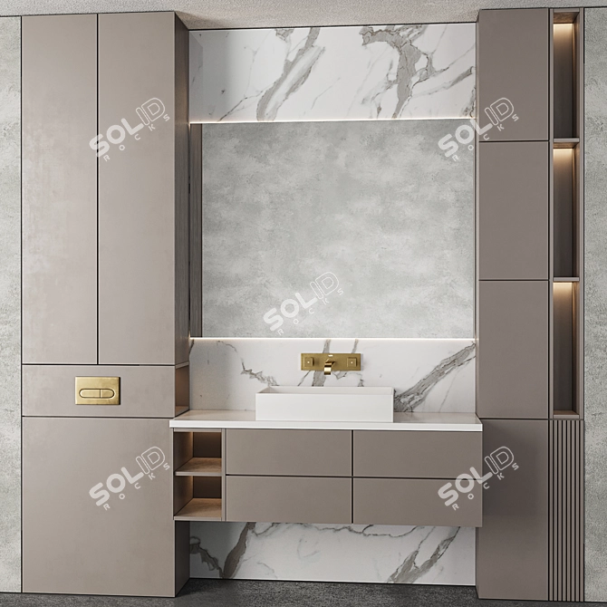 Modern Bathroom Furniture Set 18 3D model image 4