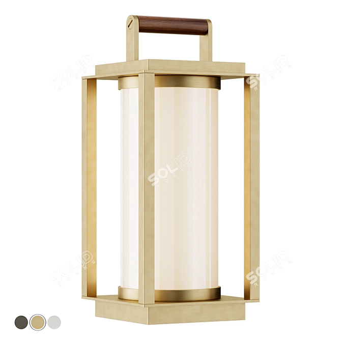 Nautical LED Brass Table Lantern 3D model image 1