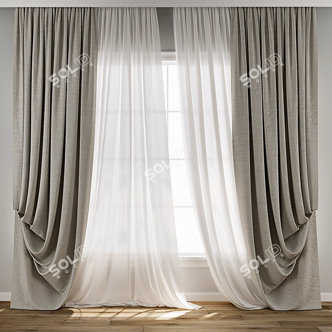 Vintage Curtain 3D Model Kit 3D model image 1