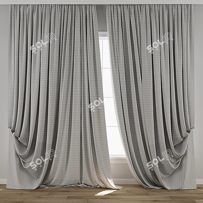 Vintage Curtain 3D Model Kit 3D model image 3