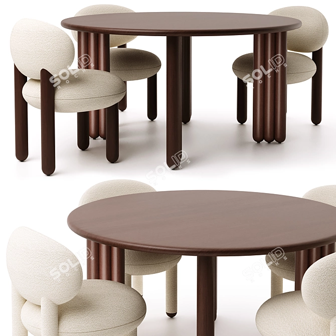 Sleek Flock Dining Set(option to include designer's name - Sokolova) 3D model image 1