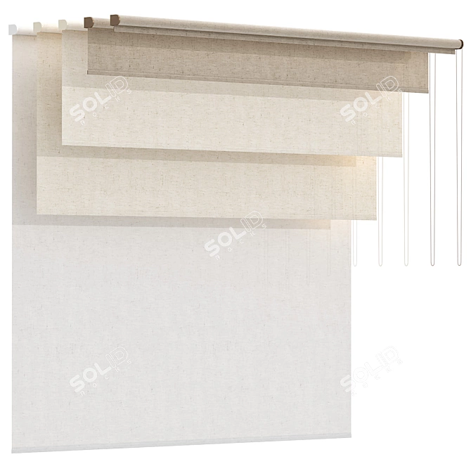 Premium Roller Blinds Set 01 3D model image 1