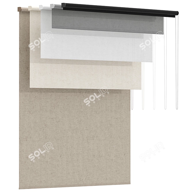 Premium Roller Blinds Set 01 3D model image 2