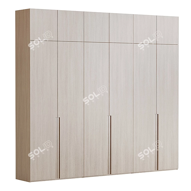 Customizable Modern Wooden Wardrobe Cabinet 3D model image 1