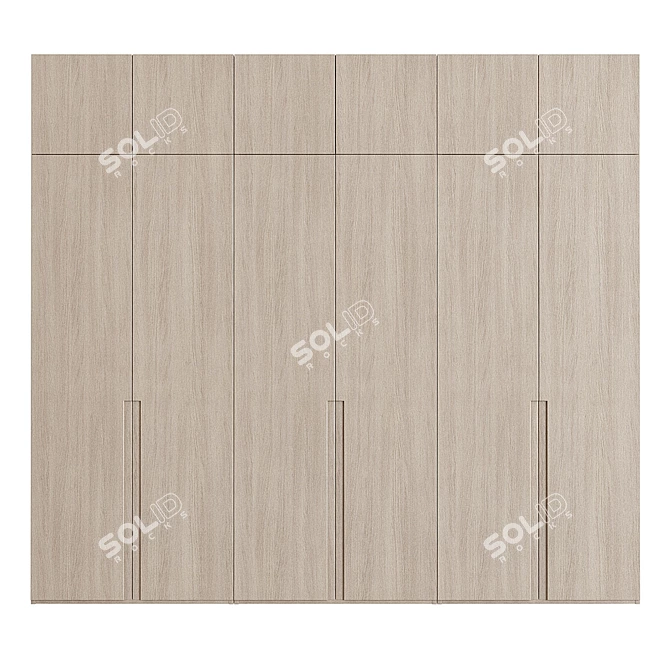 Customizable Modern Wooden Wardrobe Cabinet 3D model image 2