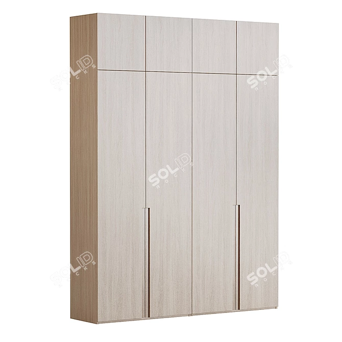 Customizable Modern Wooden Wardrobe Cabinet 3D model image 3