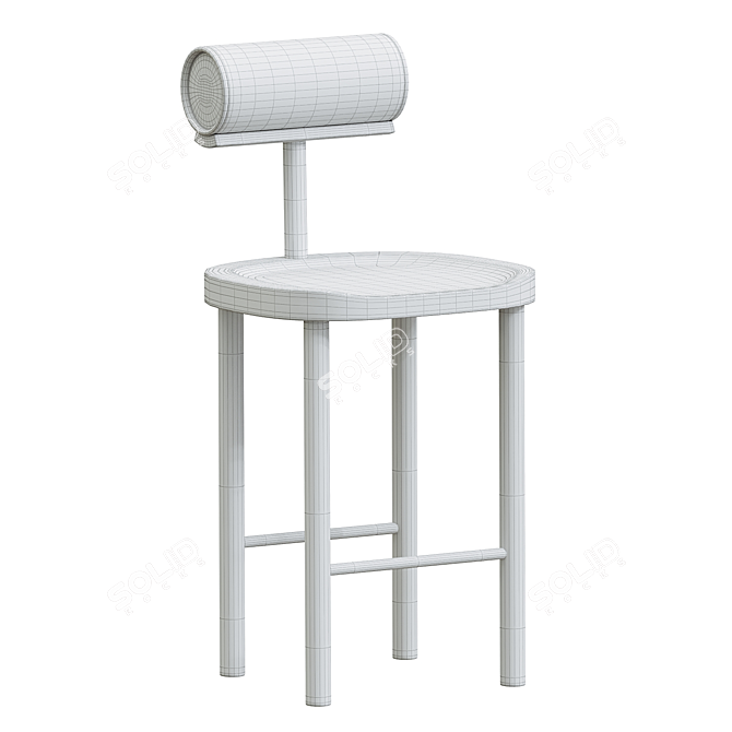 Modern Black Ash Upholstered Stool 3D model image 4