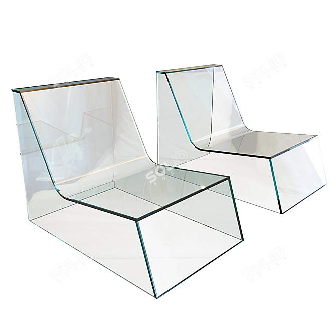 Mirror Lounge Glass Chair 3D model image 2