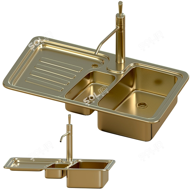 Modern Kitchen Sink Set 3D model image 7