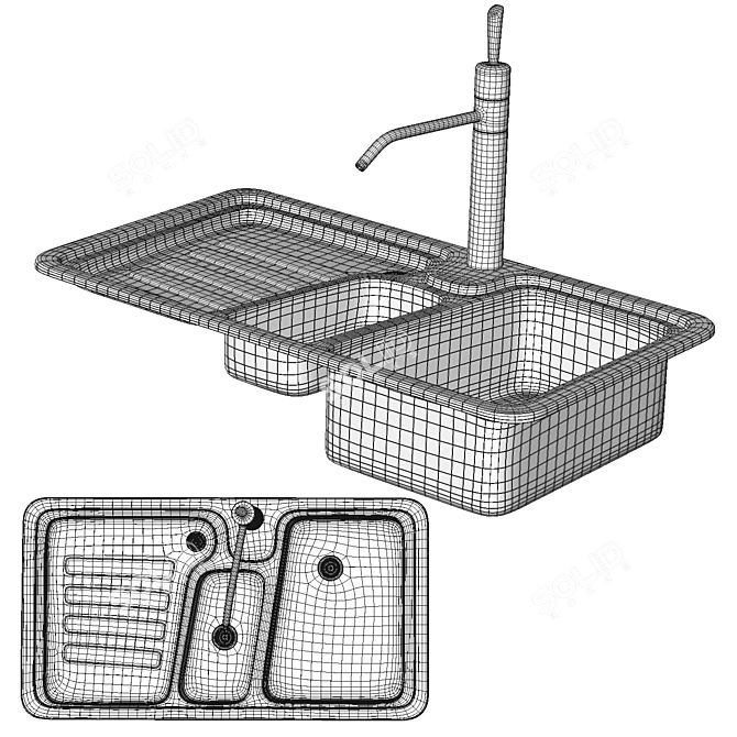 Modern Kitchen Sink Set 3D model image 2