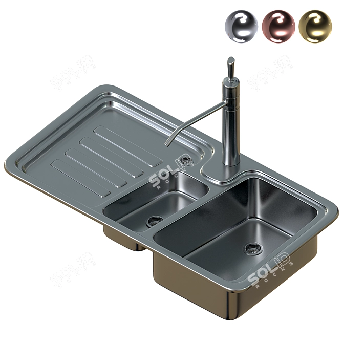 Modern Kitchen Sink Set 3D model image 4