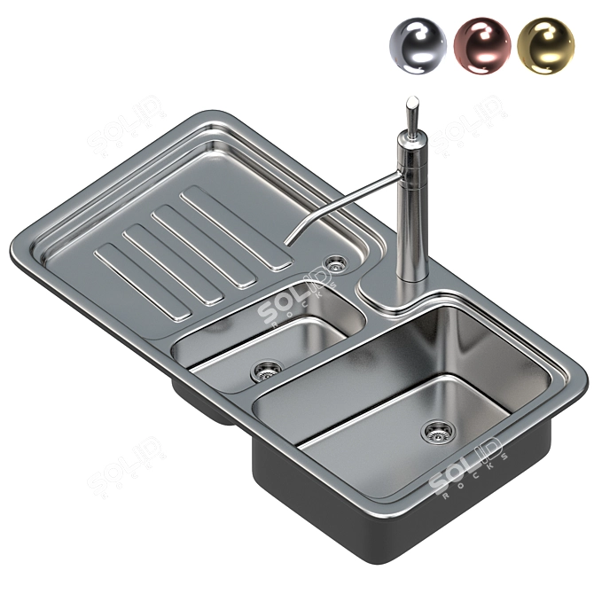 Modern Kitchen Sink Set 3D model image 5