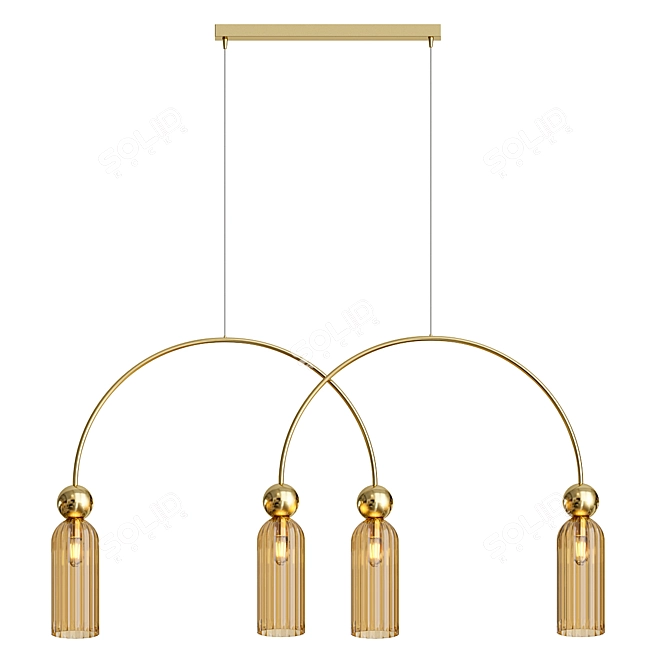 Vintage Double Pendant Lamp 3D model image 1