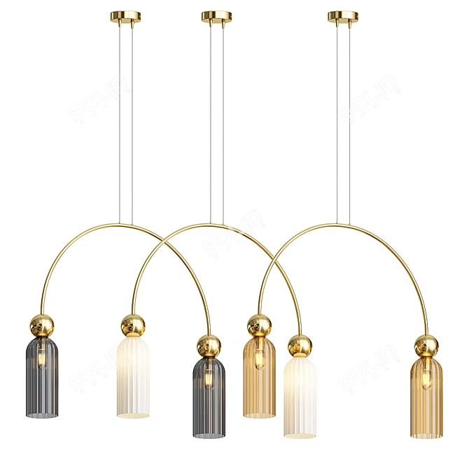 Vintage Double Pendant Lamp 3D model image 3