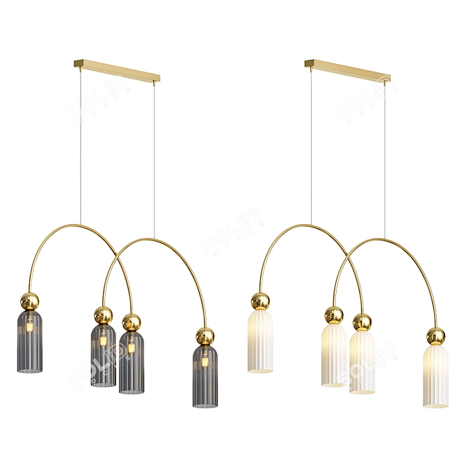 Vintage Double Pendant Lamp 3D model image 4