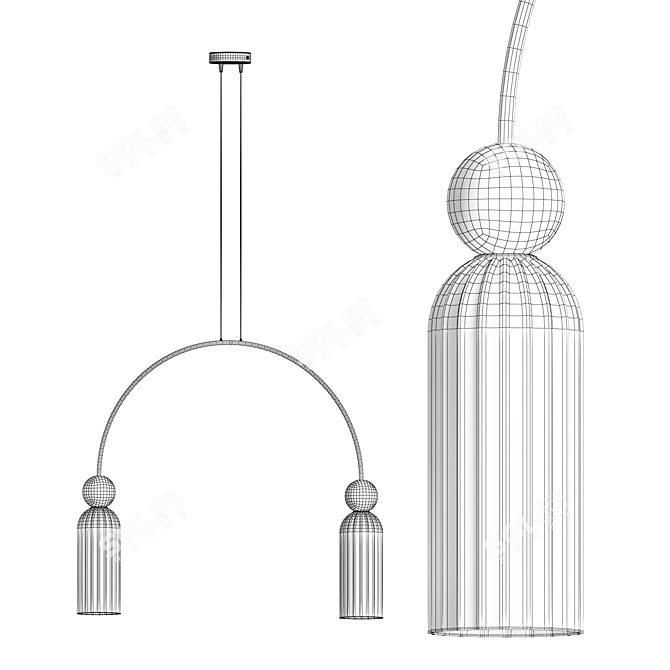 Vintage Double Pendant Lamp 3D model image 6