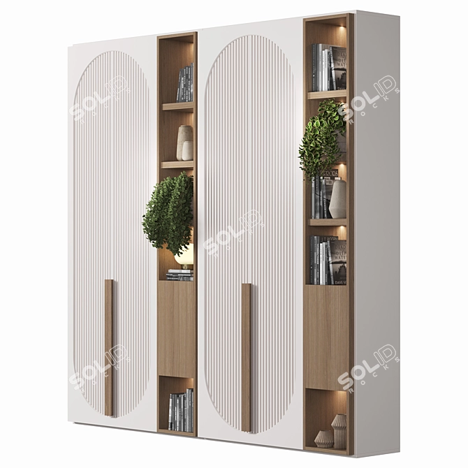 High-Quality Wood Wardrobe Render 3D model image 2