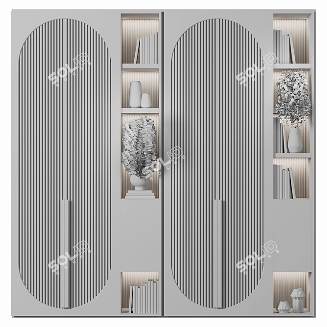 High-Quality Wood Wardrobe Render 3D model image 4