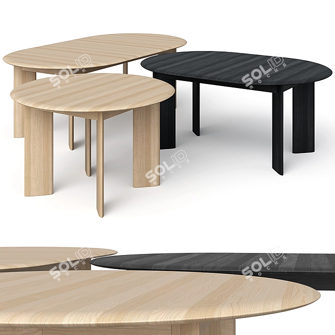 Ferm Living Bevel Wooden Table 3D model image 1