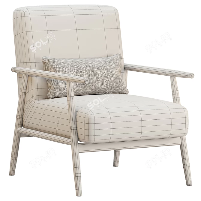 Modern Boucle Armchair with Wood Accents 3D model image 5