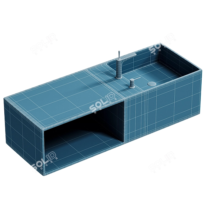 Modern Mineral Cast Washbasin with Storage 3D model image 4